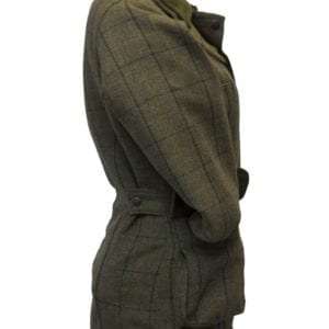 LADIES TWEED JACKET navy 4 zpsbxwfo8u3 300x300 1 Internal padded Lining is 100% Polyester, to ensure resistance against harsh weather condition. Internal lining has a diamond quilted pattern. Inner sleeves have woollen cuffs for further comfort and wind protection. Outer jacket is made from 60% Wool, 25% Polyester 11% Acrylic and 4% composed of other fibres, making this jacket top quality fabric. Jacket has extra seams from the top of the shoulder and arms for extra strength and durability. Other features include 2 hand warmer pockets, two bellow front pockets, one inside zipped pocket, 2-way brass heavy duty zip, detachable neck flap, moleskin trimming around the collar and pockets, and side studded flaps for adjustable fitting. Produced to the highest standards by a manufacturer of top quality country wear and derby clothing. The tweed has been treated with Teflon which acts as a fabric protector, making this product long-lasting protection against oil- and water-based stains, dust and dry soil. A breathable membrane is added between the fabric and lining, which makes this garment waterproof. The membrane lets our body perspiration to the outer surface, while remaining waterproof and protecting against the worst weather conditions Please check our size guide against your jacket you wish to purchase. Please note that any jacket purchased at size 20/ 22 will be charged at an additional Â£10 and any jacket purchased at 24 charged at and additional Â£20 due to amount of fabric used to produce garment.