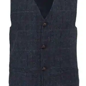 Walker & Hawkes - Mens Classic Scottish Harris Tweed Herringbone Country Waistcoat - Royal Blue