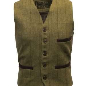 Walker & Hawkes - Mens Tweed Waistcoat Formal Teflon Dress Gilet - Light Sage