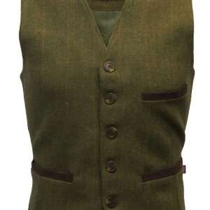 Walker & Hawkes - Mens Tweed Waistcoat Formal Teflon Dress Gilet - Dark Sage