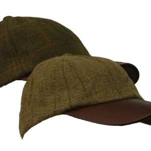 Walker & Hawkes - kids derby tweed baseball cap leather peak hunting shooting countrywear hat one-size