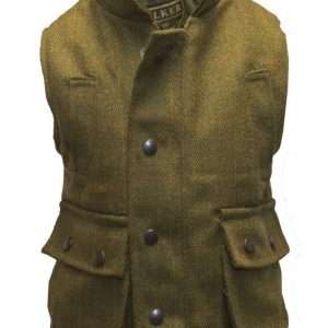 Walker & Hawkes - Kids Derby Tweed Gilet Shooting Hunting Country Waistcoat - Dark Sage