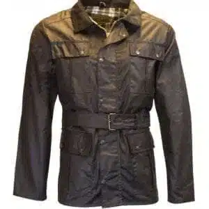 Walker & Hawkes - Mens Belted Waxed 4 Pocket Motorcycle Waterproof Jacket