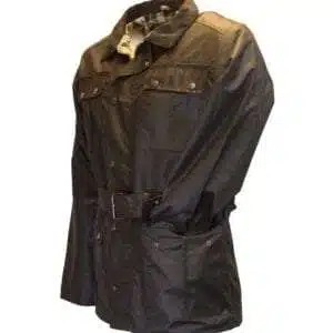 Walker & Hawkes - Mens Belted Waxed 4 Pocket Motorcycle Waterproof Jacket - Image 5