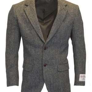 Walker & Hawkes - Mens Classic Scottish  Harris Tweed Herringbone Country Blazer Jacket - Steel Grey