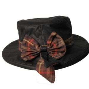 Walker & Hawkes - Ladies Wax Riding Thelma Bow Knot Hat With Tartan Trim