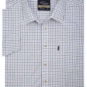 Walker and Hawkes - Mens Short Sleeved Cotton Country Check Easy Care Shirt - Blue