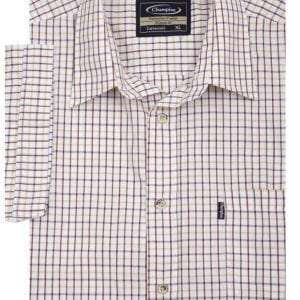 Walker and Hawkes - Mens Short Sleeved Cotton Country Check Easy Care Shirt - Red