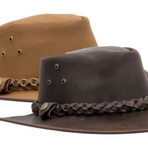 Walker and Hawkes - Leather Cowhide Outback Braided Traveller Hat