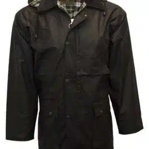 Walker & Hawkes - Mens Unpadded Wax Jacket Countrywear Hunting Waxed Coat - Black