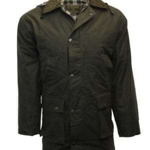 Walker & Hawkes - Mens Unpadded Wax Jacket Countrywear Hunting Waxed Coat - Olive