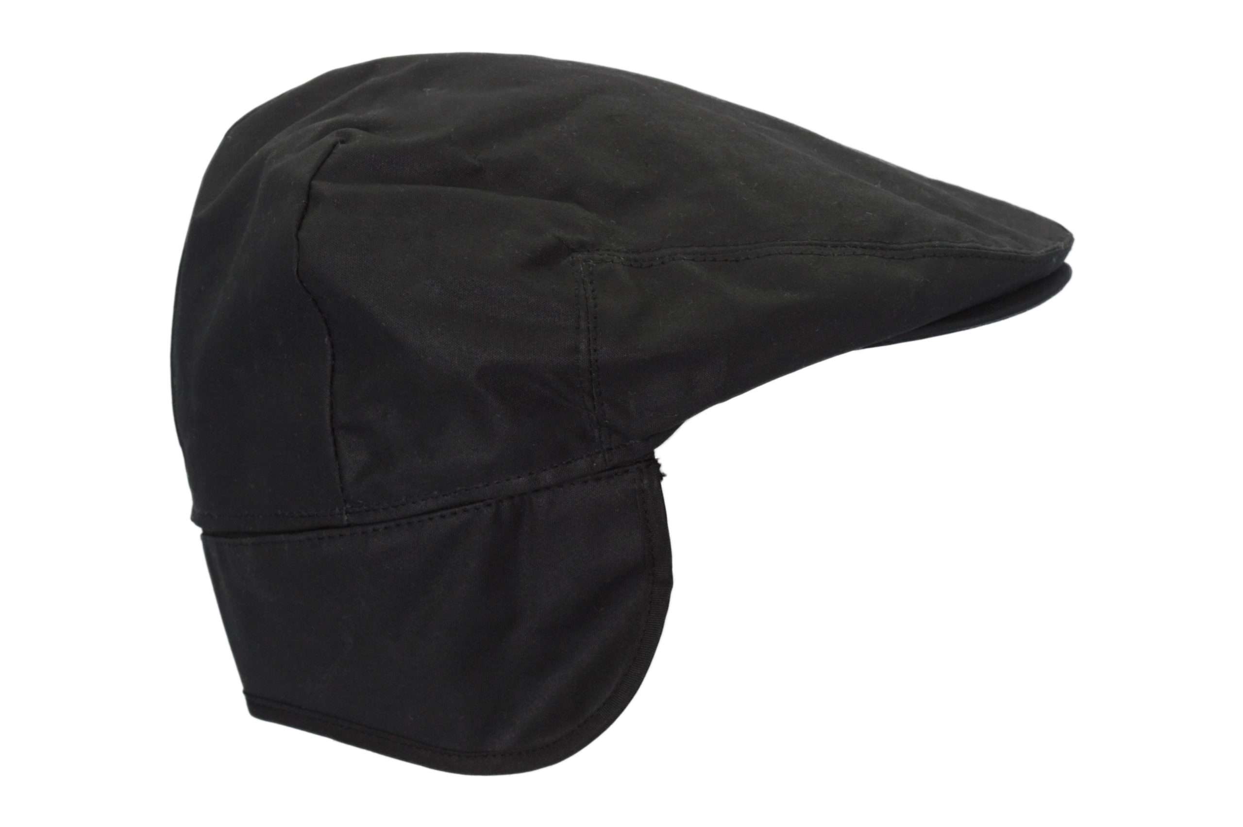 wax trapper black3 scaled 1 Inner Lining is 100% Black Twill lining, with an inner trim band for extra comfort. Outer jacket (shell) is made from 100% Waxed Antique cotton cloth, making this cap of top quality fabric. Foldable Earflaps: internal Fleece ear flaps can be turned down over the ears and neck for added warmth on chilly days