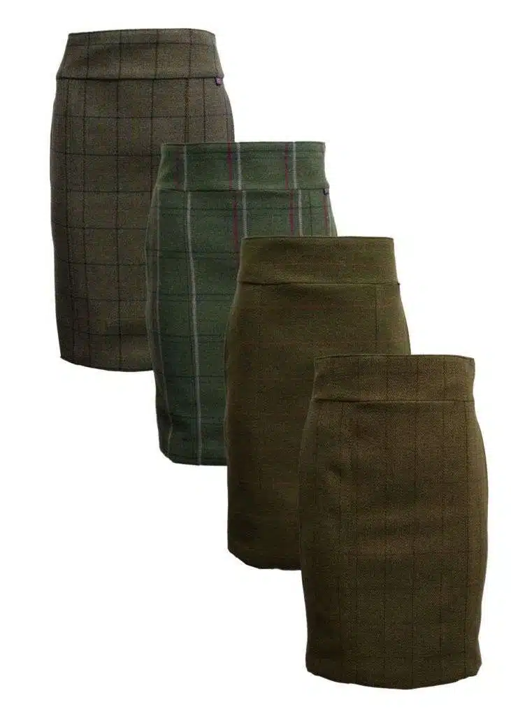 Walker and Hawkes - Ladies Tweed Winslow Skirt - Dark & Light Sage