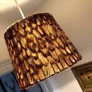 Stunning Ring Neck Pheasant Cock Bird Feather Lamp Shade 18cmH by 25cm W