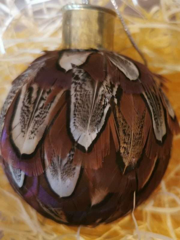Individual Pheasant feather bauble 10cm - Image 2