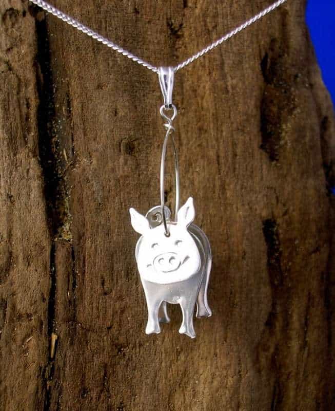 Sterling silver on sale pig necklace