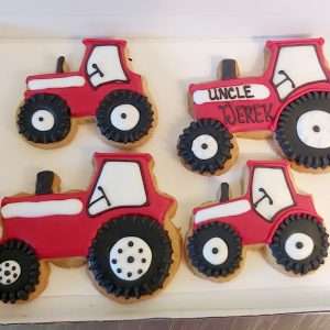 Letterbox Tractor Butter Shortbread Biscuits. Red,Green or Blue - Red