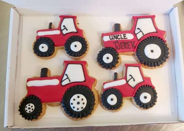 Letterbox Tractor Butter Shortbread Biscuits. Red,Green or Blue - Image 3