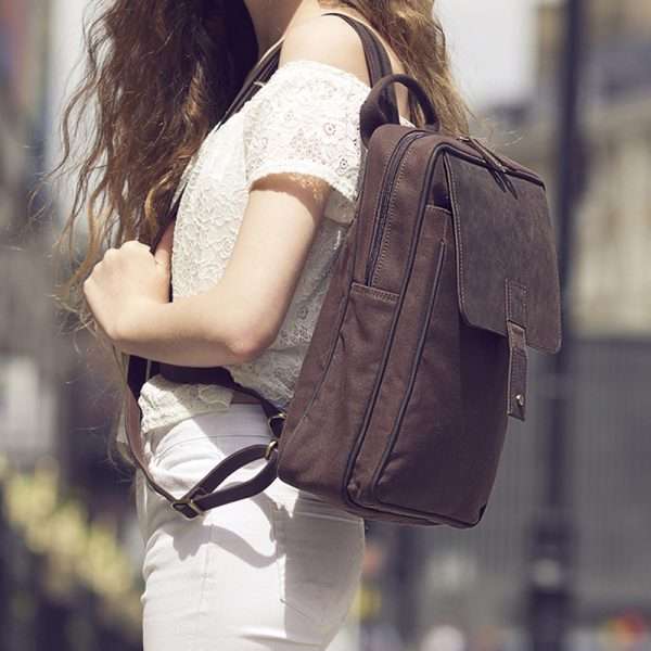 Wombat Thick Waxed Canvas and Leather Backpack - Image 9