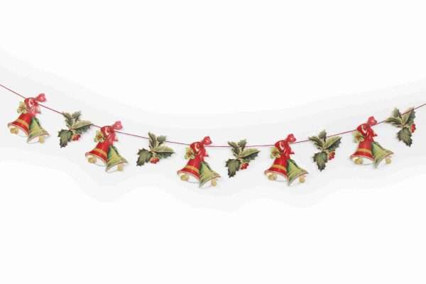 Mamelok R53 Holly And Bell Garland scaled If you're looking to add that special something to your festive celebrations, Mamelok garlands create a sense of the traditional Victorian Christmas. This beautiful garland features ten repeated motifs of holly and bells. (five of each design) Manufactured and hand finished with love in the United Kingdom, our garlands are all printed on high-quality card before being diecut and embossed to highlight the nuances of the image. Each garland comes strung and ready to hang along your mantelpiece, feature wall or staircase and measures approximately 3m x 170mm. Free postage and packing.