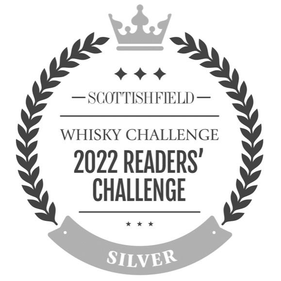 Logo for winning Silver in the 2022 Scottish Field Reader's Whisky challenge