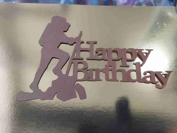 Hiker Happy Birthday card cake topper