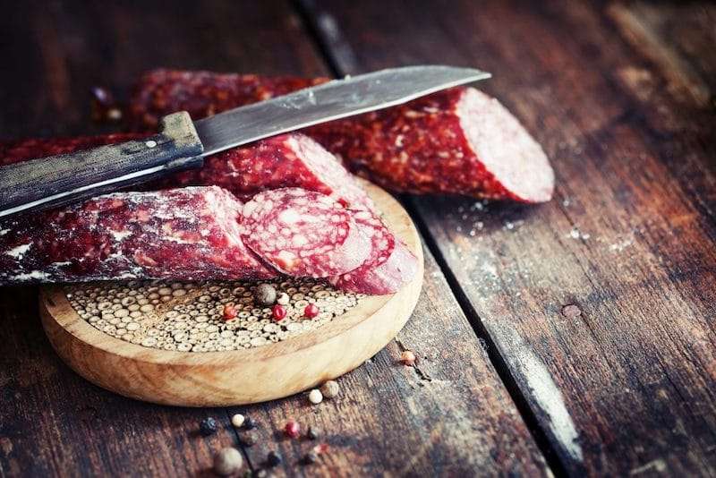 Fennel and white pepper salami scaled 1 1024x683 1 The Black Farmer Charcuterie Tasting box is perfect for any get together as a tasty starter or simply a delicious snack or unique gift. <h4 class="bundled_product_title product_title"></h4>  