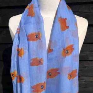 HIGHLAND COW/BULL FASHION SCARF IN BLUE