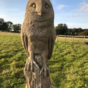 BARN OWL CONCRETE GARDEN ORNAMENT