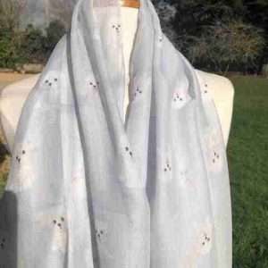 BISHON FRISE LIGHTWEIGHT SCARF IN BLUE/GREY