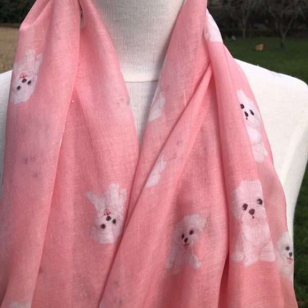 bichonpink1 <ul> <li>Lightweight fashion scarf</li> <li>Bishon Frise</li> <li>Free postage</li> </ul>