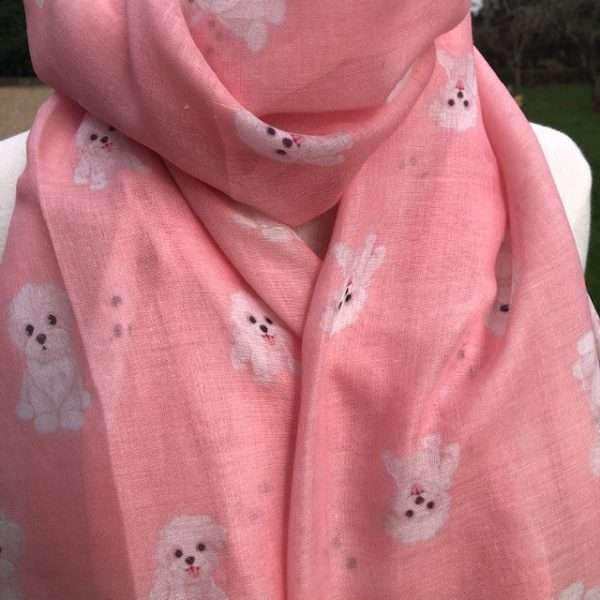 BISHON FRISE LIGHTWEIGHT SCARF IN PINK - Image 3