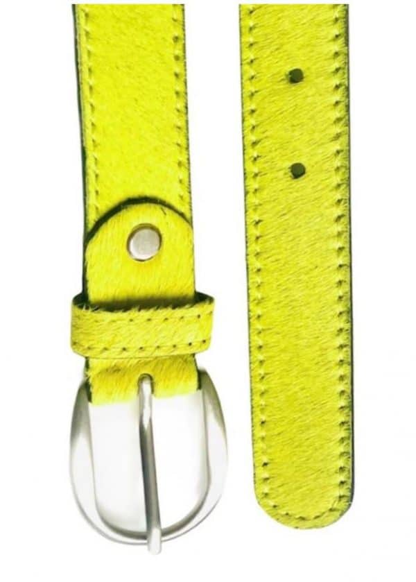 Pink | Orange | Purple | Green | Lime Hair On | Pony Hair | Fur Belt | Real Leather Belt Chrome Silver Buckle - Image 3