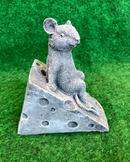 mouse on cheese 4 Concrete Stone Effect Frost Protected Mouse on Cheese Block Hand Cast