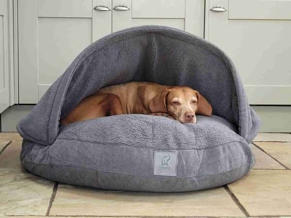 Collared Creatures Grey Luxury Dog Cave Bed With Removable Firm Hood - Image 5