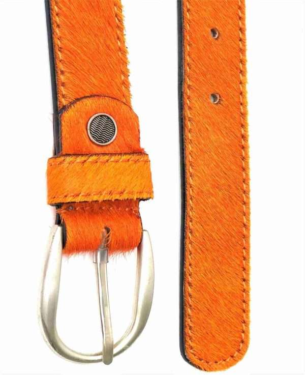 Pink | Orange | Purple | Green | Lime Hair On | Pony Hair | Fur Belt | Real Leather Belt Chrome Silver Buckle - Image 5