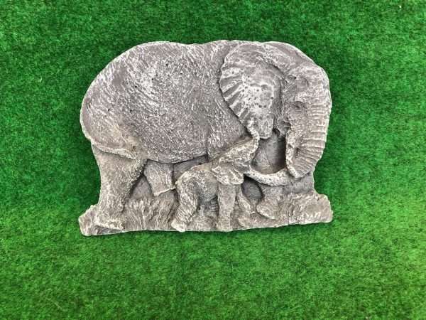 received 1990795481089941 Handmade Cast From Concrete Elephant Family Wall Plaque Detailed