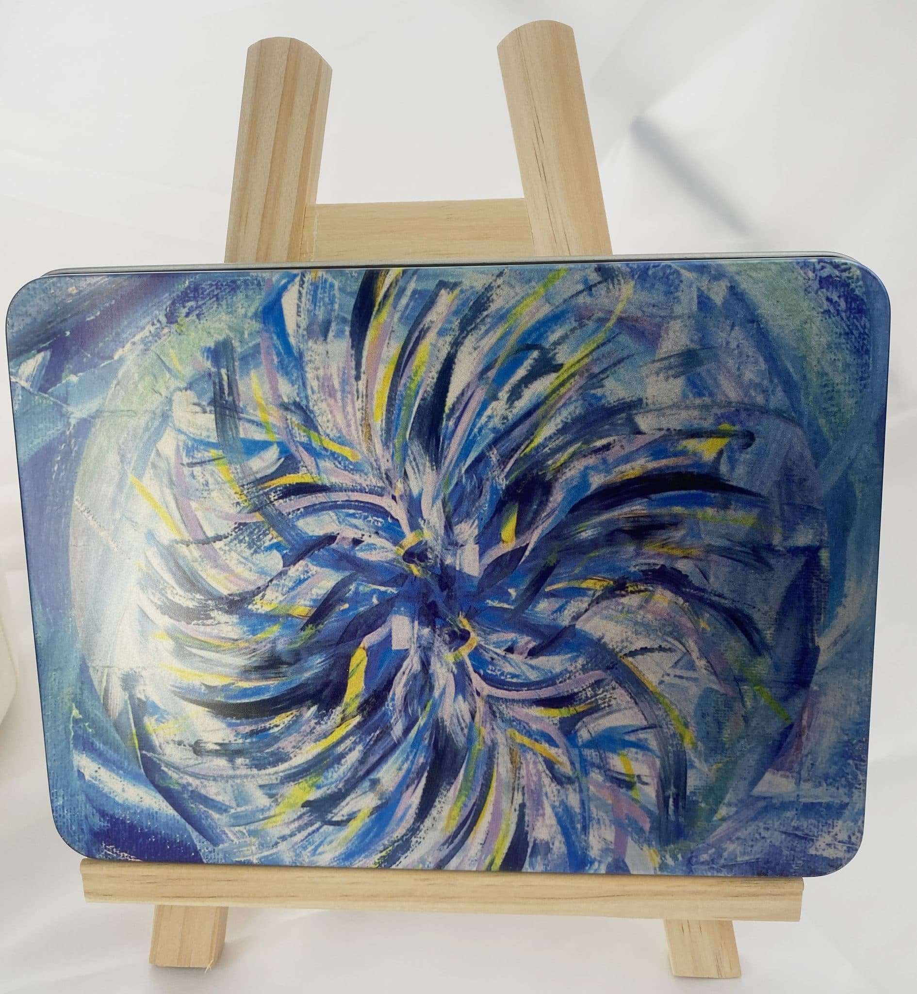 Beautiful Art Scarf in a presentation tin, Whirlpool Swirl Scarf, silky scarf, large square scarf, Gift scarf, bespoke scarf, luxury scarf, ladies scarf gift - Image 2