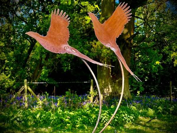 WELCOME TO THE RUSTIC GARDEN ART SHOP Here we have one of our. Exterior Rustic Metal Pheasant Garden Art Scuplture Sizes & Measurements:
69cm x 50cm PAIR (excluding stake) ** PLEASE NOTE ALL STAKES ARE HAND BENT & WILL ALL BE DIFFERENT SIZES - ALL APPROX 90CM** Made From 3mm Mild Steel.