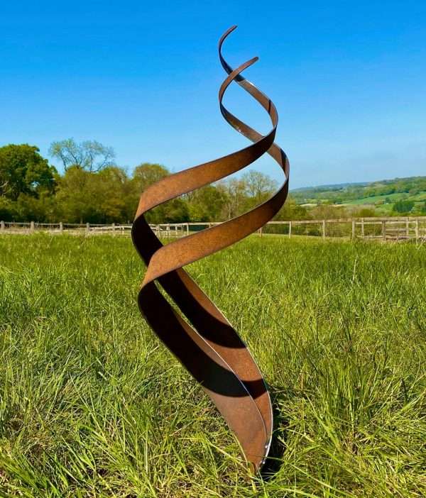Small Exterior Rustic Metal Spiral Fire Energy Flowing Organic Garden Stake Yard Art  Sculpture  Gift   Present - Image 3