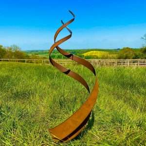 Medium Exterior Rustic Metal Spiral Fire Energy Flowing Organic Garden Stake Yard Art  Sculpture  Gift   Present