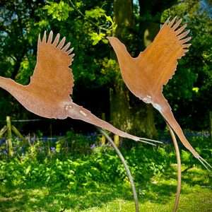 Large Exterior Single Rustic Metal Pheasant Bird Garden Stake Yard Art  / Flower Bed / Vegetable Patch Sculpture  Gift