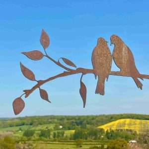 Large Exterior Rustic Metal Love Birds Bird Garden Art Fence Art Outdoor Flower Sculpture  Gift   Present