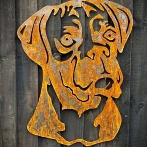 Large Rustic Exterior Boxer Dog Garden Wall House Gate Fence Sign Hanging Metal Art Sculpture  Gift   Present