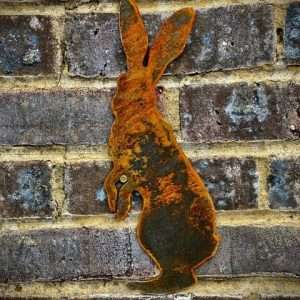 Medium Exterior Rustic Peter Rabbit Hare Garden Wall House Gate Sign Hanging Metal Art Sculpture  Gift   Present