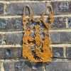 Small Exterior Rustic German Sheperd Alsatian Dog Garden Wall House Gate Fence Sign Hanging Rusty Metal Art Sculpture  Gift