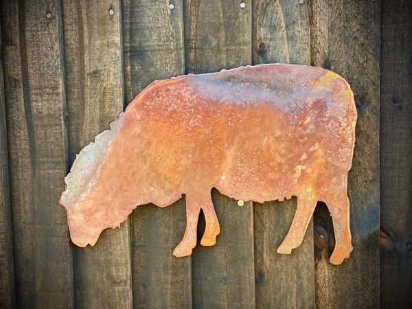 Small Exterior Rustic Sheep Lamb Farm Animal Garden Wall Hanger House Gate Fence Sign Hanging Rusty Metal Art Sculpture  Gift - Image 2