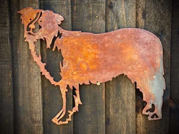WELCOME TO THE RUSTIC GARDEN ART SHOP Here we have one of our. Medium Exterior Rustic Rusty Collie Sheepdog Dog Garden Wall Hanger House Gate Sign Hanging Metal Art Sculpture Sizes & Measurements:
30cm x 35cm Made From 2mm Mild Steel.