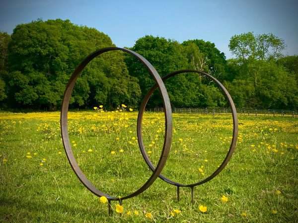 WELCOME TO THE RUSTIC GARDEN ART SHOP Here we have one of our. Rustic Metal Garden Ring Hoop Sculpture - Pair of Rusty Ring Circle Garden Art / Globe / Sphere Interchangeable metal ring sculptures - one is slightly smaller so fits within the other ring with two stakes per ring. Enabling you to arrange your own formation or design. These two rustic garden rings make a unique, versatile garden sculpture. Arrange the rusty metal rings in any formation to create your very own unique piece of affordable garden decor. Our Rustic/Rusty patina gives a natural and unique finish, which will continue to better with age. Our rustic garden art products require absolutely no maintenance! Sizes & Measurements:
Large: approx 100cm diameter - made from flat steel 40mm x 10mm These are perfect for any garden or are great as a gift. All our garden art come with either garden stakes affixed or brackets enabling a quick & easy install, wall art is just the outline with no holes. we advise using tack nails for fixing. Please check prior to purchasing depending on which one you'd like.