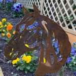 Exterior Rustic Metal Horse Head Pony Equine Garden Stake Yard Art Stable Door Sign Fence Tack Room House Sculpture  Gift